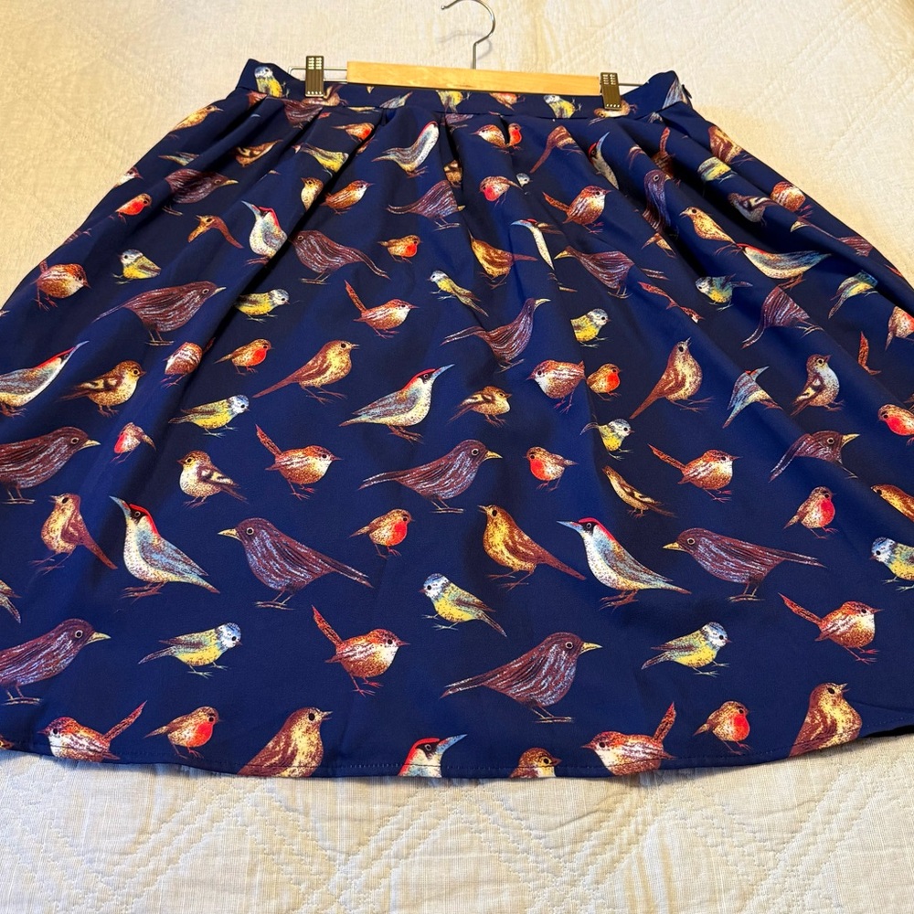 NWT Grace Karin Blue Pleated A-Line Midi Skirt